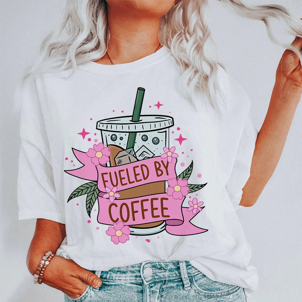Fueled By Coffee Tee Peachy Sunday