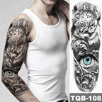 Full Arm Temporary Tattoos 8 Sheets and Half Arm Shoulder Waterproof Tattoos Elegant Large Lion Sleeve Sticker Tattoo Waterproof Temporary Big Wolf Tatoos For Men and Women