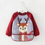 Full Body Adjustable Cute Cartoon Waterproof Eating Long Sleeve Apron Bib With Pocket For Babies Wonderful Gift