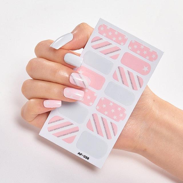 Full Cover Nail Stickers Nail Polish Nail Decoration Nails Sticker Designer Self Adhesive Nail Sticker Creative Nail Art Sticker Sticker Nail Decorations Accessories Metal Curve Stripe Lines Design Letter Nail Sticker Adhesive Decoration Template Stevvex