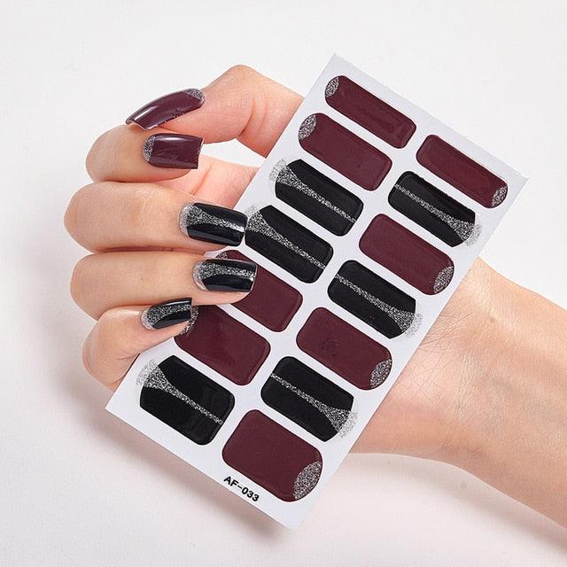 Full Cover Nail Stickers Nail Polish Nail Decoration Nails Sticker Designer Self Adhesive Nail Sticker Creative Nail Art Sticker Sticker Nail Decorations Accessories Metal Curve Stripe Lines Design Letter Nail Sticker Adhesive Decoration Template Stevvex