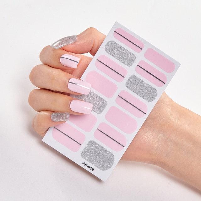 Full Cover Nail Stickers Nail Polish Nail Decoration Nails Sticker Designer Self Adhesive Nail Sticker Creative Nail Art Sticker Sticker Nail Decorations Accessories Metal Curve Stripe Lines Design Letter Nail Sticker Adhesive Decoration Template Stevvex