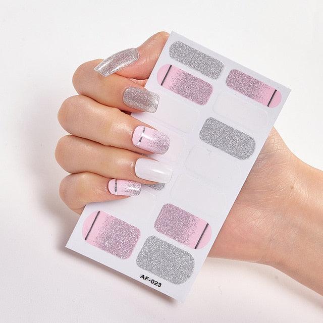 Full Cover Nail Stickers Nail Polish Nail Decoration Nails Sticker Designer Self Adhesive Nail Sticker Creative Nail Art Sticker Sticker Nail Decorations Accessories Metal Curve Stripe Lines Design Letter Nail Sticker Adhesive Decoration Template Stevvex
