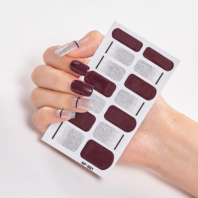 Full Cover Nail Stickers Nail Polish Nail Decoration Nails Sticker Designer Self Adhesive Nail Sticker Creative Nail Art Sticker Sticker Nail Decorations Accessories Metal Curve Stripe Lines Design Letter Nail Sticker Adhesive Decoration Template Stevvex