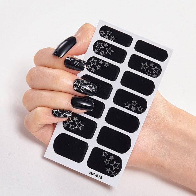 Full Cover Nail Stickers Nail Polish Nail Decoration Nails Sticker Designer Self Adhesive Nail Sticker Creative Nail Art Sticker Sticker Nail Decorations Accessories Metal Curve Stripe Lines Design Letter Nail Sticker Adhesive Decoration Template Stevvex