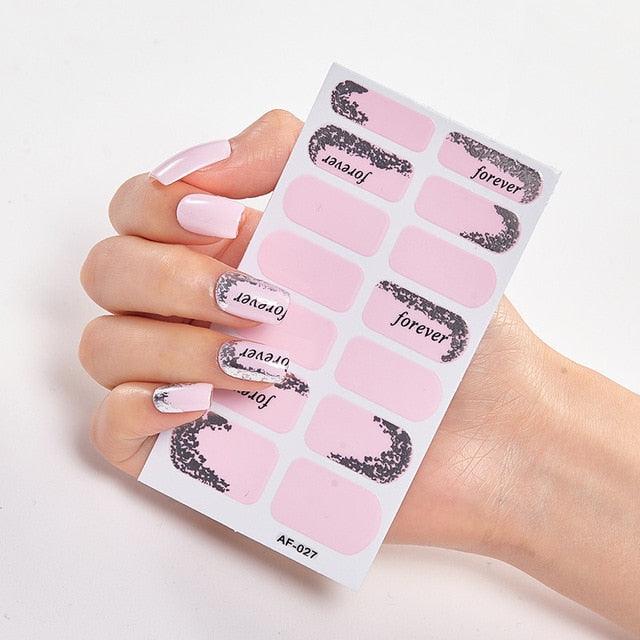 Full Cover Nail Stickers Nail Polish Nail Decoration Nails Sticker Designer Self Adhesive Nail Sticker Creative Nail Art Sticker Sticker Nail Decorations Accessories Metal Curve Stripe Lines Design Letter Nail Sticker Adhesive Decoration Template Stevvex