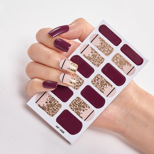 Full Cover Nail Stickers Nail Polish Nail Decoration Nails Sticker Designer Self Adhesive Nail Sticker Creative Nail Art Sticker Sticker Nail Decorations Accessories Metal Curve Stripe Lines Design Letter Nail Sticker Adhesive Decoration Template Stevvex