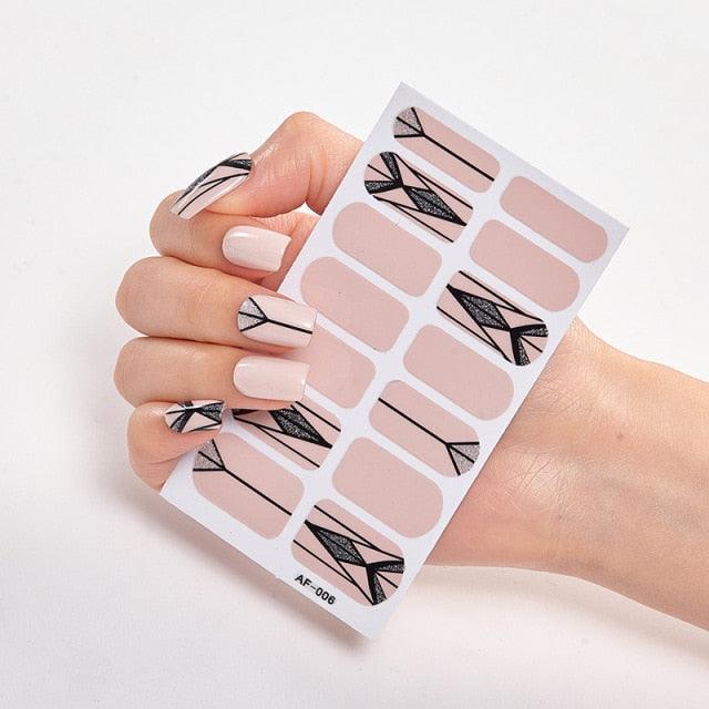 Full Cover Nail Stickers Nail Polish Nail Decoration Nails Sticker Designer Self Adhesive Nail Sticker Creative Nail Art Sticker Sticker Nail Decorations Accessories Metal Curve Stripe Lines Design Letter Nail Sticker Adhesive Decoration Template Stevvex