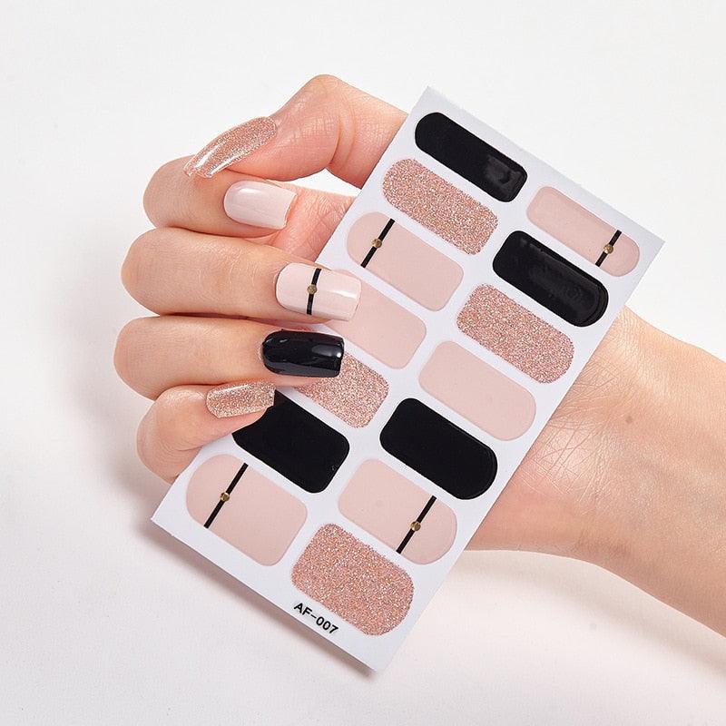 Full Cover Nail Stickers Nail Polish Nail Decoration Nails Sticker Designer Self Adhesive Nail Sticker Creative Nail Art Sticker Sticker Nail Decorations Accessories Metal Curve Stripe Lines Design Letter Nail Sticker Adhesive Decoration Template Stevvex