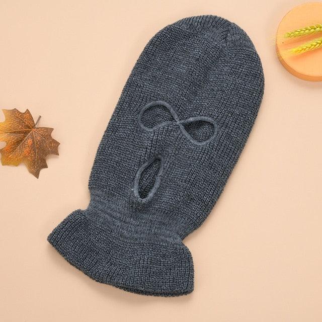 Full Face Cover Mask Three 3 Hole Balaclava Knit Hat Army Tactical CS Winter Ski Cycling Mask Beanie Hat Scarf Warm Face Masks Knit Hat Full Face Cover Balaclava Hats Funny Party Embroidery Beanies Caps Hole Knitted Full Face Cover Stevvex