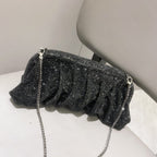 Full of Diamond Pleated Clouds Dinner Bag One Shoulder Crossbody Clamp Women's Bag (MAC257)