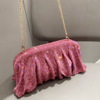 Full of Diamond Pleated Clouds Dinner Bag One Shoulder Crossbody Clamp Women's Bag (MAC257)