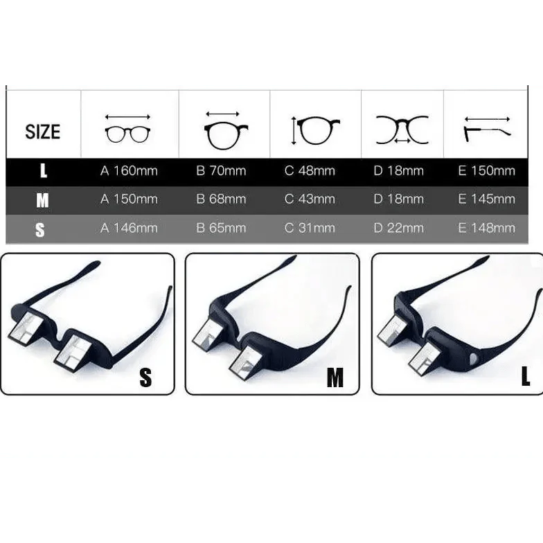 Funny Black Lazy Periscope Horizontal Reading TV Lightweight Sit View Glasses Lie Down Unisex Wide Use Glasses Stevvex
