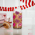 Funny Candy Heart Glass Cup 20oz With Bamboo Lid - Sarcastic V Day Gift BandsCo Straps