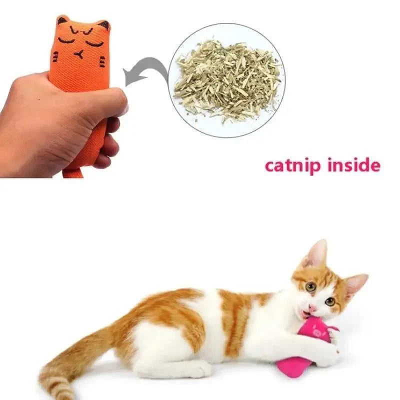Funny Colorful Teeth Grinding Catnip Toys Cute Kitten Chewing Toy Stuffed Toys For Pets Soft Cat Toys Stevvex