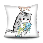 Funny Cute Cat Plush Cushion Pillow Covers Cat Pillow Cases Animal Kitty Pillowcase Cotton Linen Cushion Cover For Couch Cover Pillows Cases For Sofa Home Decoration Pillowcase Polyester Throw Pillow Case 45x45CM