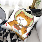Funny Cute Cat Plush Cushion Pillow Covers Cat Pillow Cases Animal Kitty Pillowcase Cotton Linen Cushion Cover For Couch Cover Pillows Cases For Sofa Home Decoration Pillowcase Polyester Throw Pillow Case 45x45CM