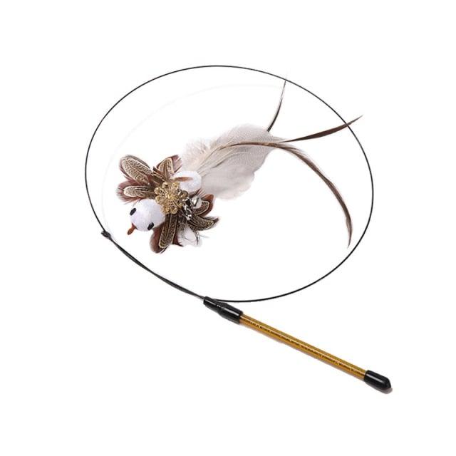 Funny Feather Bird with Bell Cat Stick Toy for Kitten Playing Teaser Wand Toy Cat Supplies Interactive Wiggle Moving Cat Kicker Toy with Plush Interactive Cat Toys Fun Toy For Cat Exercise Stevvex