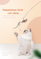 Funny Feather Bird with Bell Cat Stick Toy for Kitten Playing Teaser Wand Toy Cat Supplies Interactive Wiggle Moving Cat Kicker Toy with Plush Interactive Cat Toys Fun Toy For Cat Exercise Stevvex