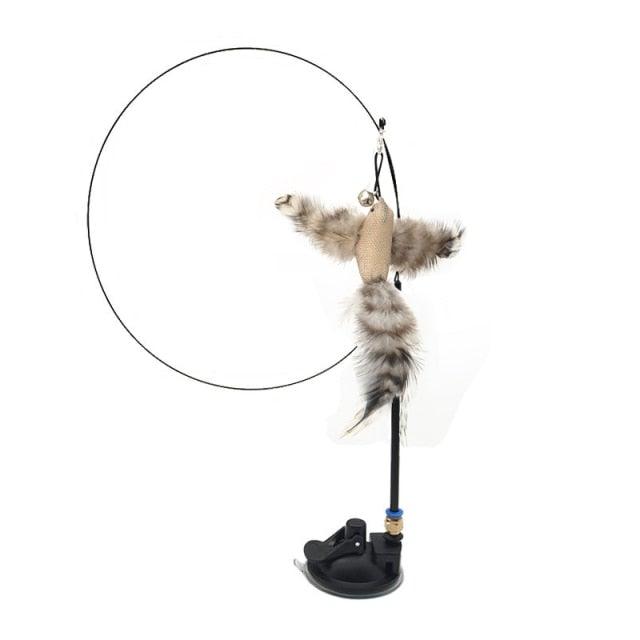 Funny Feather Bird with Bell Cat Stick Toy for Kitten Playing Teaser Wand Toy Cat Supplies Interactive Wiggle Moving Cat Kicker Toy with Plush Interactive Cat Toys Fun Toy For Cat Exercise Stevvex