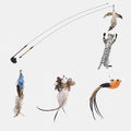 Funny Feather Bird with Bell Cat Stick Toy for Kitten Playing Teaser Wand Toy Cat Supplies Interactive Wiggle Moving Cat Kicker Toy with Plush Interactive Cat Toys Fun Toy For Cat Exercise Stevvex