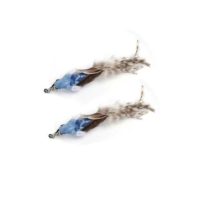 Funny Feather Bird with Bell Cat Stick Toy for Kitten Playing Teaser Wand Toy Cat Supplies Interactive Wiggle Moving Cat Kicker Toy with Plush Interactive Cat Toys Fun Toy For Cat Exercise Stevvex