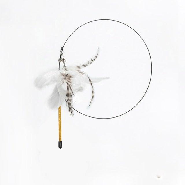 Funny Feather Bird with Bell Cat Stick Toy for Kitten Playing Teaser Wand Toy Cat Supplies Interactive Wiggle Moving Cat Kicker Toy with Plush Interactive Cat Toys Fun Toy For Cat Exercise Stevvex