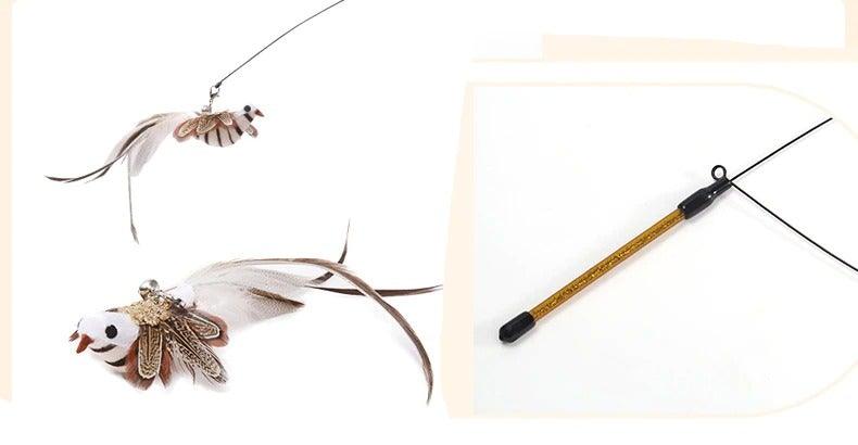 Funny Feather Bird with Bell Cat Stick Toy for Kitten Playing Teaser Wand Toy Cat Supplies Interactive Wiggle Moving Cat Kicker Toy with Plush Interactive Cat Toys Fun Toy For Cat Exercise Stevvex