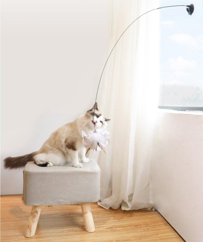 Funny Feather Bird with Bell Cat Stick Toy for Kitten Playing Teaser Wand Toy Cat Supplies Interactive Wiggle Moving Cat Kicker Toy with Plush Interactive Cat Toys Fun Toy For Cat Exercise Stevvex