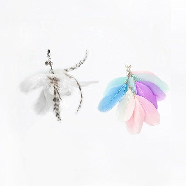 Funny Feather Bird with Bell Cat Stick Toy for Kitten Playing Teaser Wand Toy Cat Supplies Interactive Wiggle Moving Cat Kicker Toy with Plush Interactive Cat Toys Fun Toy For Cat Exercise Stevvex