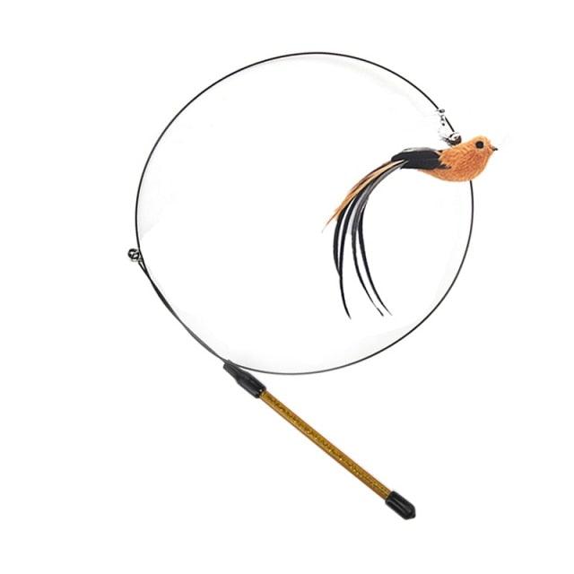 Funny Feather Bird with Bell Cat Stick Toy for Kitten Playing Teaser Wand Toy Cat Supplies Interactive Wiggle Moving Cat Kicker Toy with Plush Interactive Cat Toys Fun Toy For Cat Exercise Stevvex