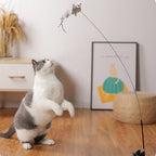 Funny Feather Bird with Bell Cat Stick Toy for Kitten Playing Teaser Wand Toy Cat Supplies Interactive Wiggle Moving Cat Kicker Toy with Plush Interactive Cat Toys Fun Toy For Cat Exercise Stevvex