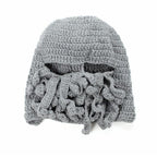 Funny Party Octopus Beard Hat Unisex Animal Cthulhu Crocheted Tentacle Knit Wind Mask Ski Cap Halloween Hats Bear Boys Octopus Beanie Hat For Men Winter Warm Skiing Biking Costume Squid Mask Foldaway Beard Octopus Pirate Hats Bearded Caps Stevvex