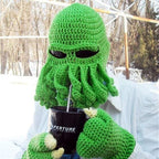 Funny Party Octopus Beard Hat Unisex Animal Cthulhu Crocheted Tentacle Knit Wind Mask Ski Cap Halloween Hats Bear Boys Octopus Beanie Hat For Men Winter Warm Skiing Biking Costume Squid Mask Foldaway Beard Octopus Pirate Hats Bearded Caps Stevvex