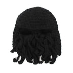 Funny Party Octopus Beard Hat Unisex Animal Cthulhu Crocheted Tentacle Knit Wind Mask Ski Cap Halloween Hats Bear Boys Octopus Beanie Hat For Men Winter Warm Skiing Biking Costume Squid Mask Foldaway Beard Octopus Pirate Hats Bearded Caps Stevvex