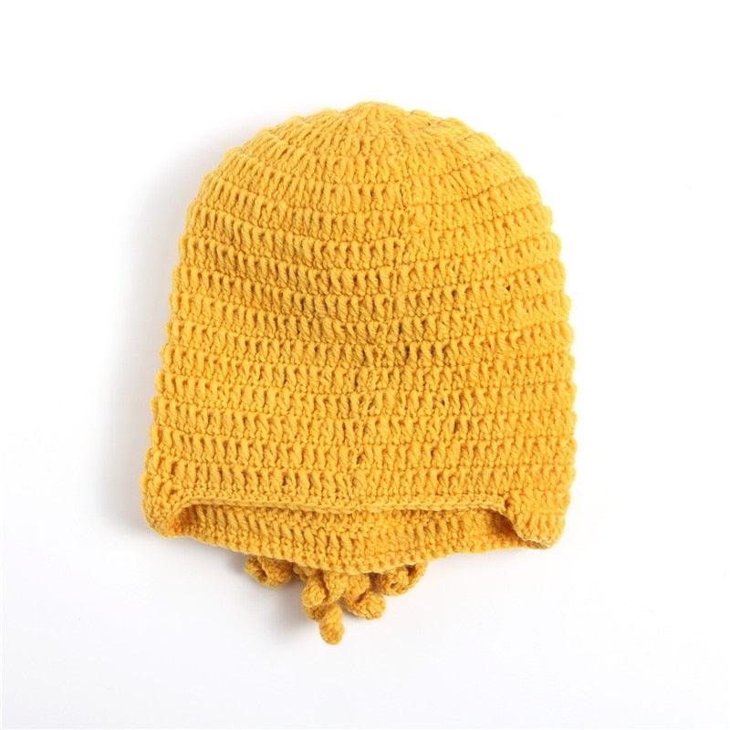 Funny Party Octopus Beard Hat Unisex Animal Cthulhu Crocheted Tentacle Knit Wind Mask Ski Cap Halloween Hats Bear Boys Octopus Beanie Hat For Men Winter Warm Skiing Biking Costume Squid Mask Foldaway Beard Octopus Pirate Hats Bearded Caps Stevvex