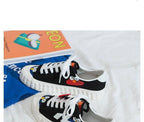 Funny Yellow Cartoon Design Sneakers Women Casual Fashion New Flat Vulcanized Sneakers Lace Up Canvas Shoes Men Comfortable Canvas Flats Summer Fashion Lace-up Sneakers Stevvex