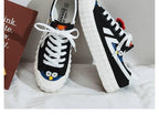 Funny Yellow Cartoon Design Sneakers Women Casual Fashion New Flat Vulcanized Sneakers Lace Up Canvas Shoes Men Comfortable Canvas Flats Summer Fashion Lace-up Sneakers Stevvex