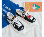 Funny Yellow Cartoon Design Sneakers Women Casual Fashion New Flat Vulcanized Sneakers Lace Up Canvas Shoes Men Comfortable Canvas Flats Summer Fashion Lace-up Sneakers Stevvex