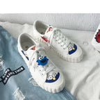 Funny Yellow Cartoon Design Sneakers Women Casual Fashion New Flat Vulcanized Sneakers Lace Up Canvas Shoes Men Comfortable Canvas Flats Summer Fashion Lace-up Sneakers Stevvex