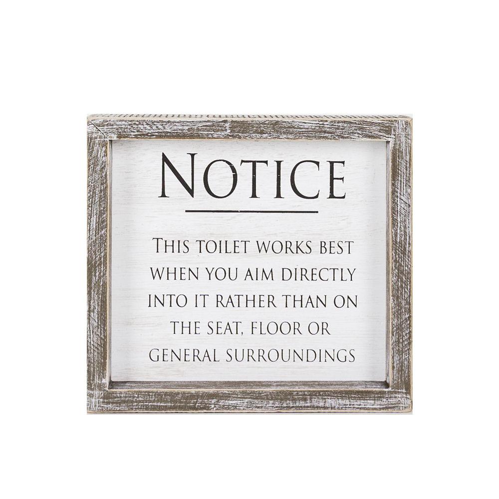 Aim It Framed Wood Bathroom Sign 8x7 Rustic White Black Toilet Reminder Hanging Decor BandsCo Straps