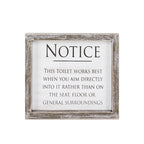 Aim It Framed Wood Bathroom Sign 8x7 Rustic White Black Toilet Reminder Hanging Decor BandsCo Straps