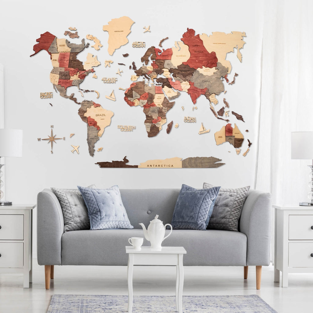 3D Wooden World Map Fusion Enjoy The Wood