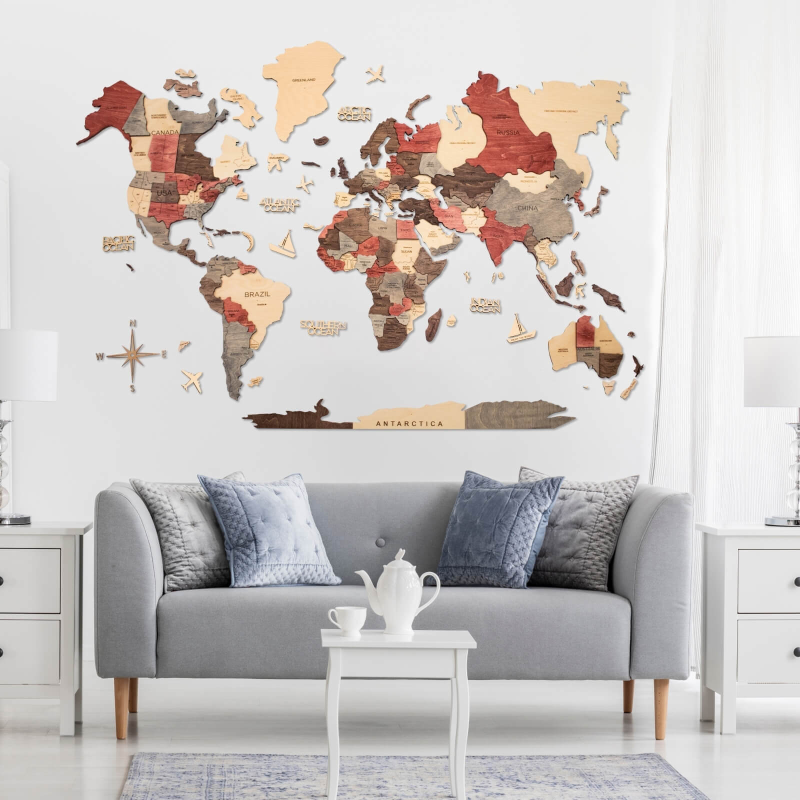 3D Wooden World Map Fusion Enjoy The Wood