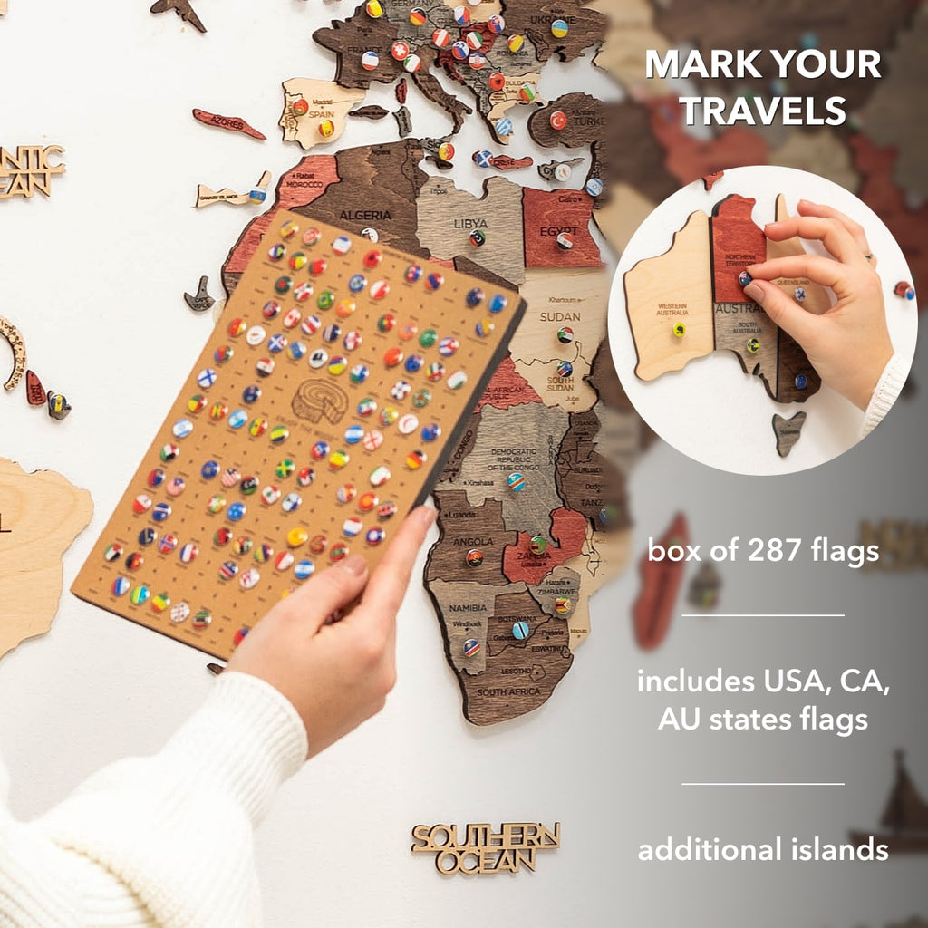3D Wooden World Map Fusion Enjoy The Wood