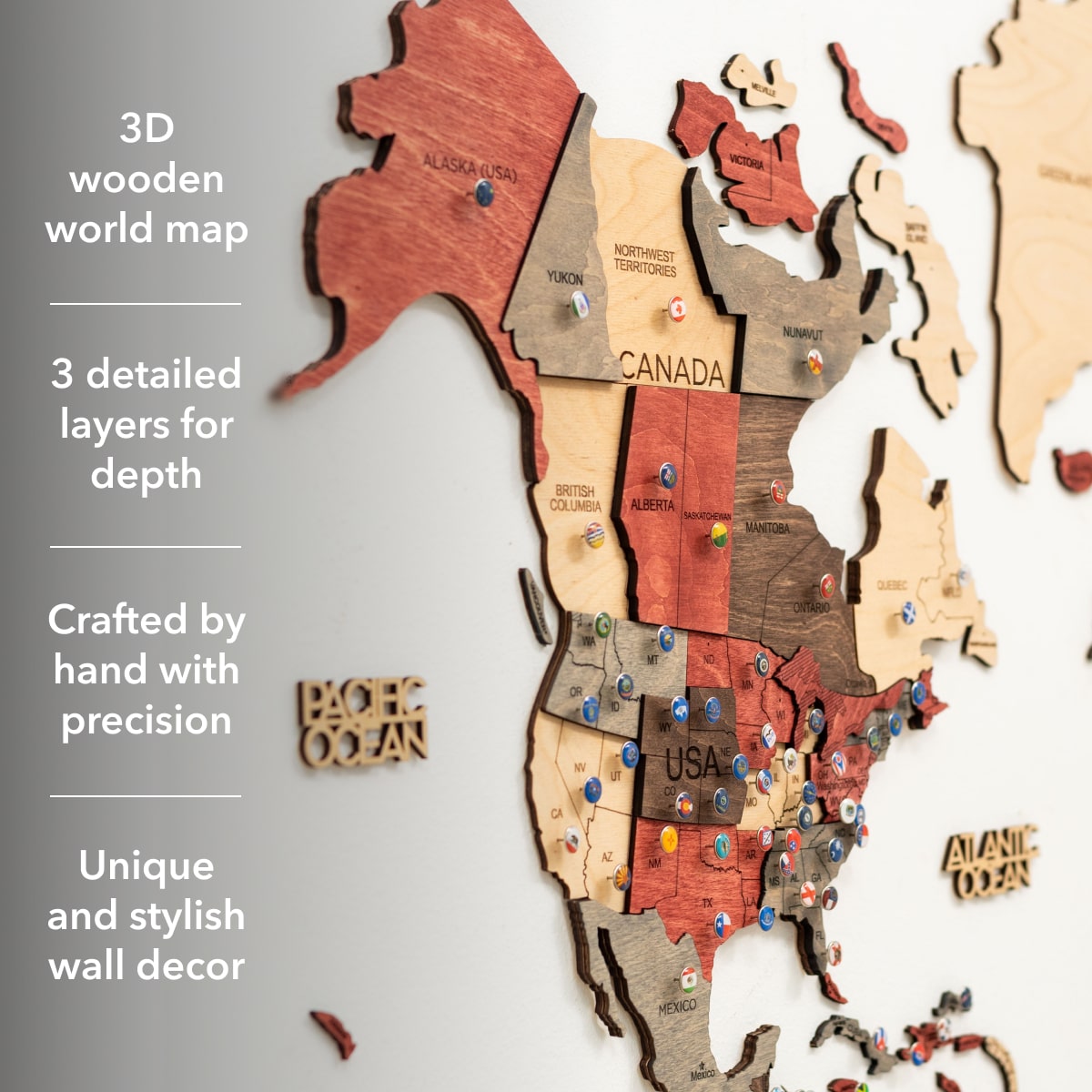3D Wooden World Map Fusion Enjoy The Wood