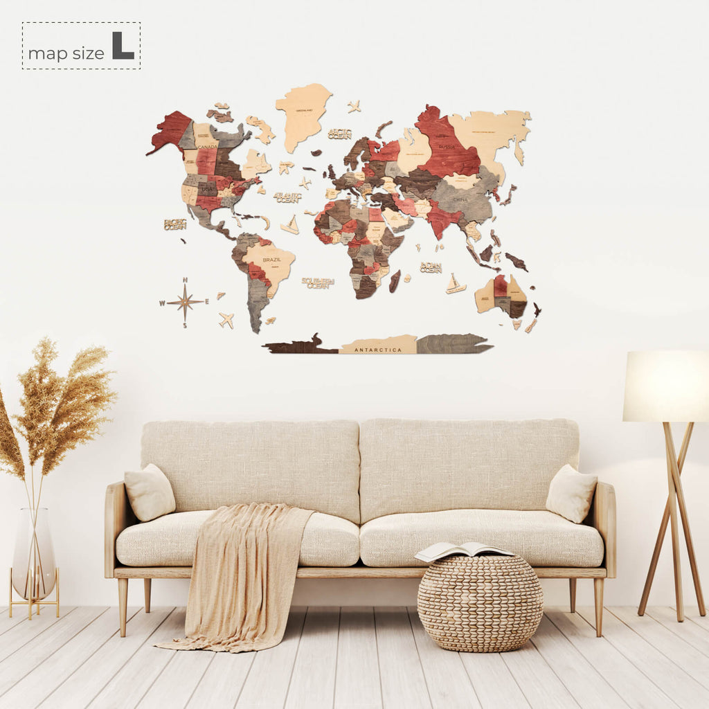3D Wooden World Map Fusion Enjoy The Wood