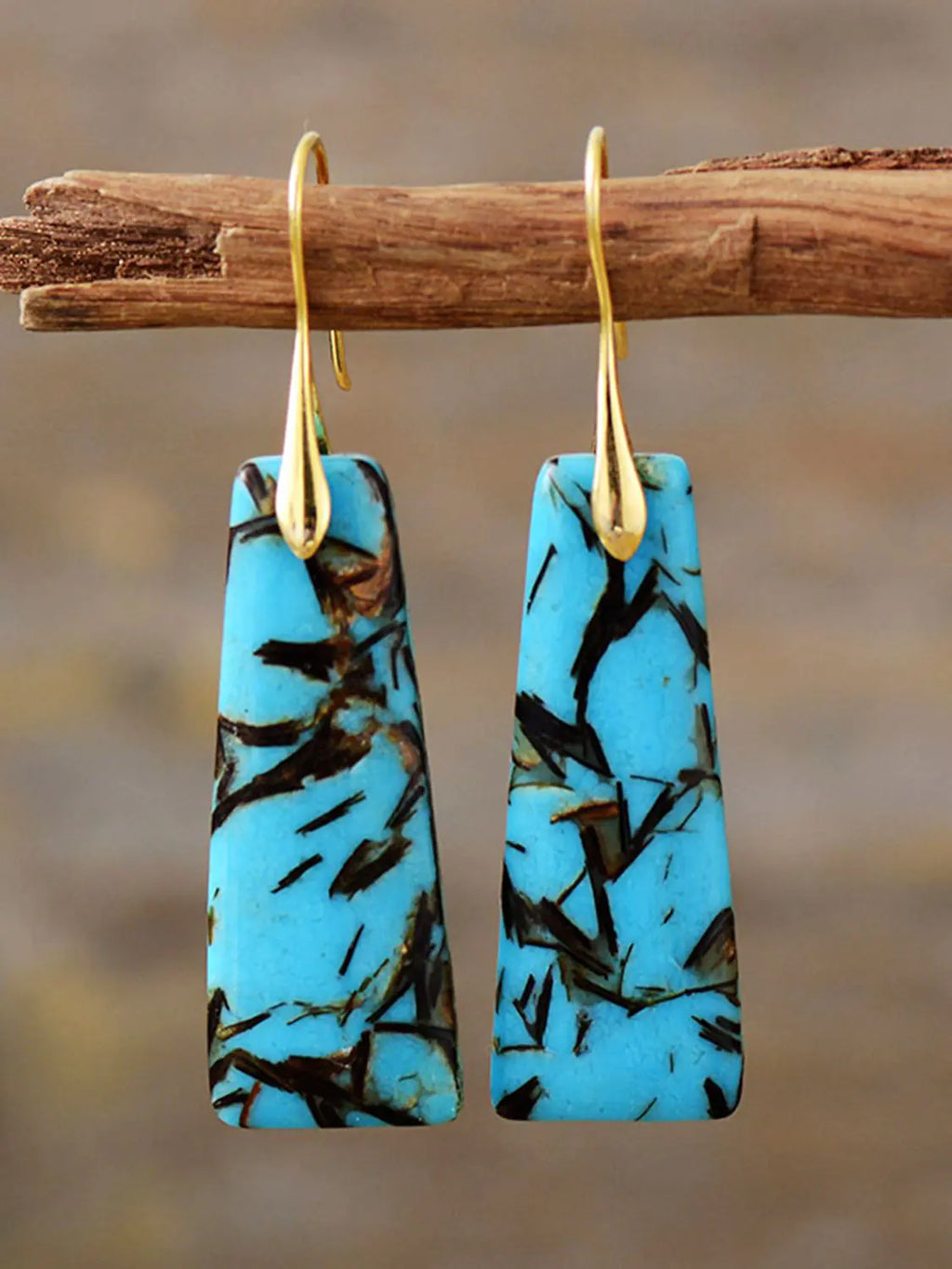 Geometrical Shape Imperial Jasper Dangle Earrings Pi-Mart
