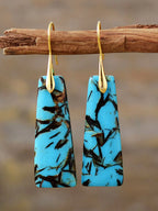 Geometrical Shape Imperial Jasper Dangle Earrings Pi-Mart