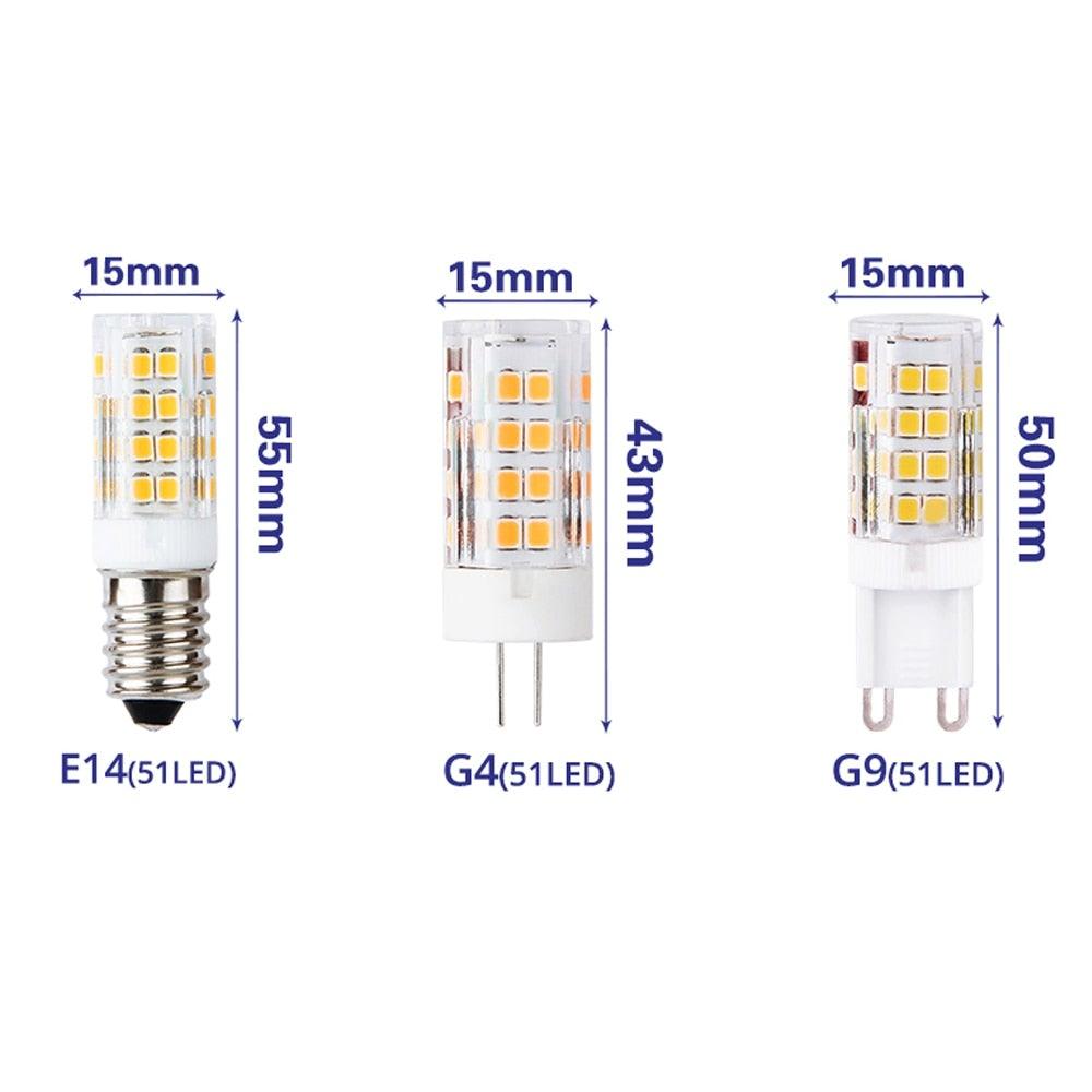 G9 G4 E14 LED Bulb 5W AC220V LED Corn Lamp SMD 2835 51LEDs White / Warm white Replace halogen lamp 1PCS Bulb Dimmable 4W, 40 Watt T4 G9 Halogen Equivalent, 2700K Soft Warm White, 120V No-Flicker, Chandelier Lighting Stevvex